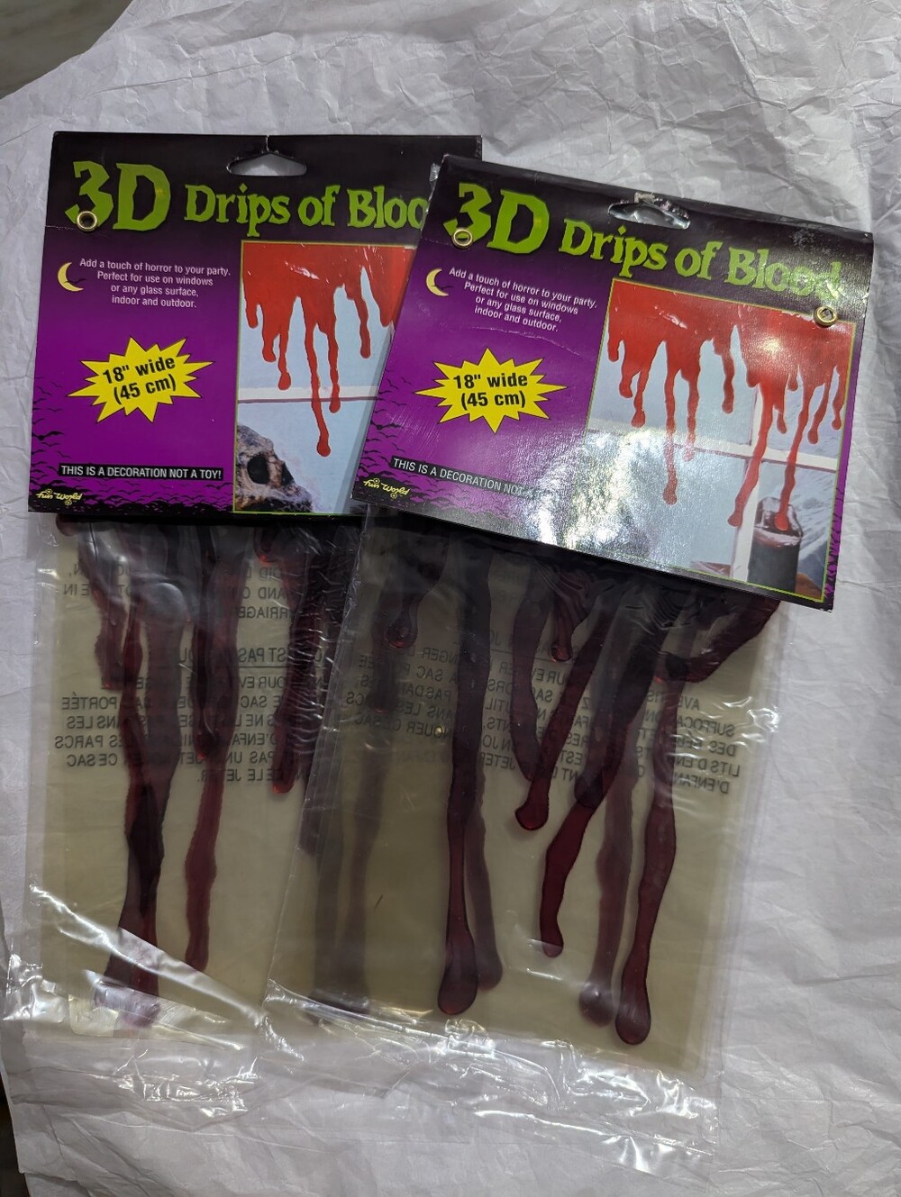 Vintage "3D Drops Of Blood"  Window Film - 2 Packages